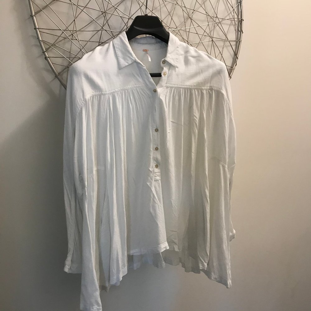 Free People sz Large Oversized White Tunic Batwing